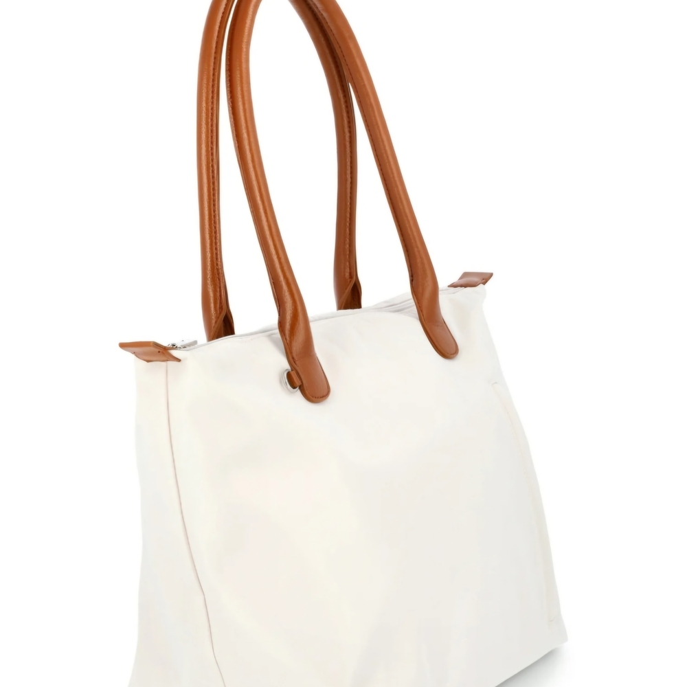 No Boundaries White Tote with Tan Handles - Picture 5 of 5